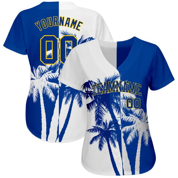 Custom 3D Pattern Design Hawaii Coconut Trees Authentic Baseball Jersey - Image 2