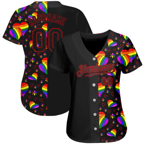 Custom Rainbow For Pride Month Love Is Love LGBT 3D Authentic Baseball Jersey - Image 2