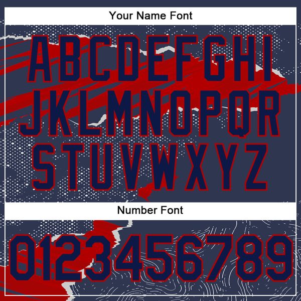 Custom Stitched Navy Red 3D Pattern Design Torn Paper Style Sports Pullover Sweatshirt Hoodie - Image 4
