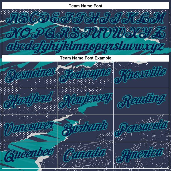 Custom Stitched Navy Teal 3D Pattern Design Torn Paper Style Sports Pullover Sweatshirt Hoodie - Image 3