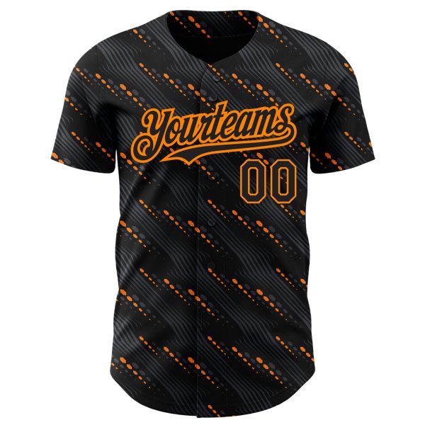 Custom Black Bay Orange 3D Pattern Design Slant Lines Authentic Baseball Jersey - Image 2