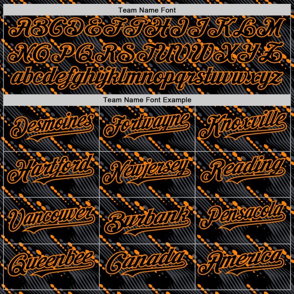 Custom Black Bay Orange 3D Pattern Design Slant Lines Authentic Baseball Jersey - Image 4