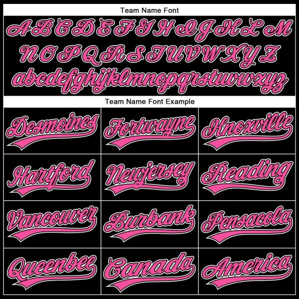 Custom Black Pink-White 3D Pattern Design Curve Solid Authentic Baseball Jersey - Image 4