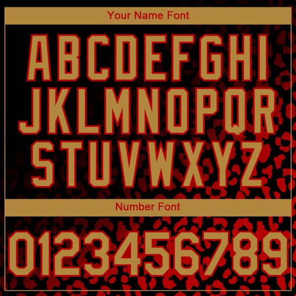 Custom Black Old Gold-Red 3D Pattern Design Leopard Print Fade Fashion Authentic Baseball Jersey - Image 5