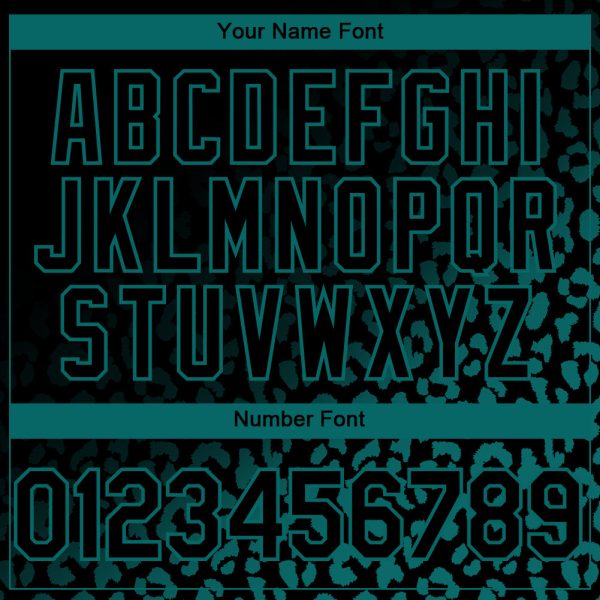 Custom Black Teal 3D Pattern Design Leopard Print Fade Fashion Authentic Baseball Jersey - Image 5