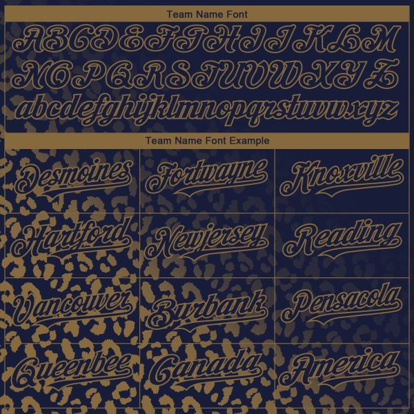 Custom Navy Old Gold 3D Pattern Design Leopard Print Fade Fashion Authentic Baseball Jersey - Image 4