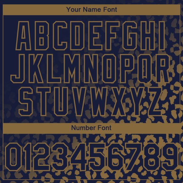 Custom Navy Old Gold 3D Pattern Design Leopard Print Fade Fashion Authentic Baseball Jersey - Image 5