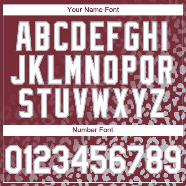 Custom Burgundy White-Gray 3D Pattern Design Leopard Print Fade Fashion Authentic Baseball Jersey - Image 5