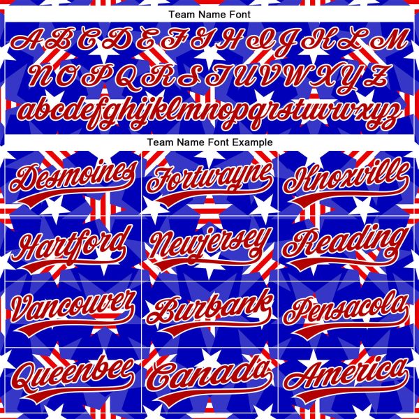 Custom Royal Red-White 3D American Flag Patriotic Authentic Baseball Jersey - Image 4