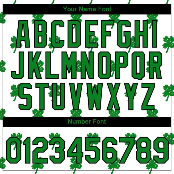 Custom White Kelly Green-Black 3D St.Patrick's Day Clovers Performance T-Shirt - Image 4