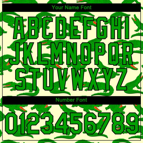 Custom Cream Aurora Green-Black 3D Pattern Design Crocodile Performance T-Shirt - Image 4