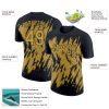 Custom Black Old Gold 3D Pattern Design Abstract Sharp Shape Performance T-Shirt - Image 2