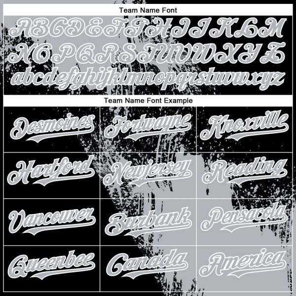 Custom Gray Black-White 3D Pattern Design Abstract Brush Stroke Authentic Baseball Jersey - Image 4