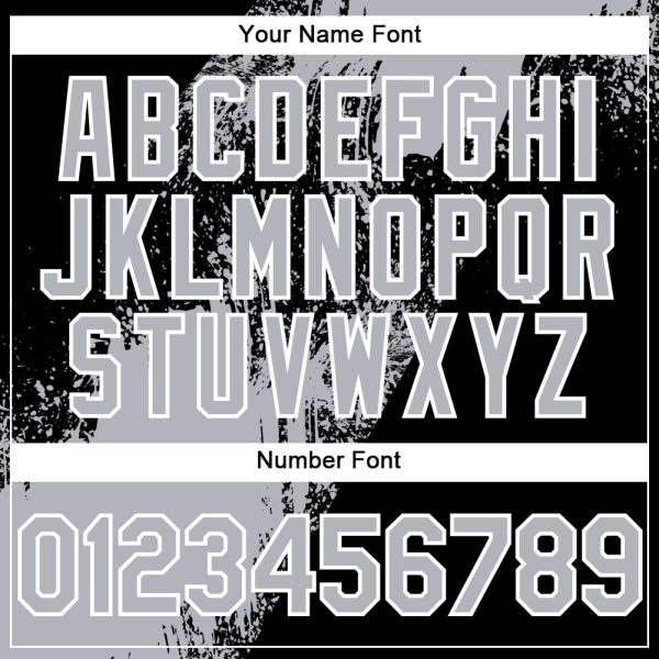 Custom Gray Black-White 3D Pattern Design Abstract Brush Stroke Authentic Baseball Jersey - Image 5
