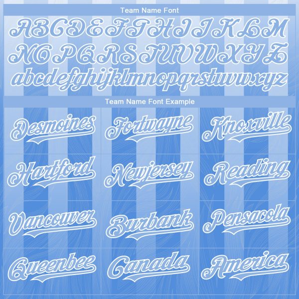 Custom White Light Blue 3D Pattern Design Stripes Authentic Baseball Jersey - Image 4
