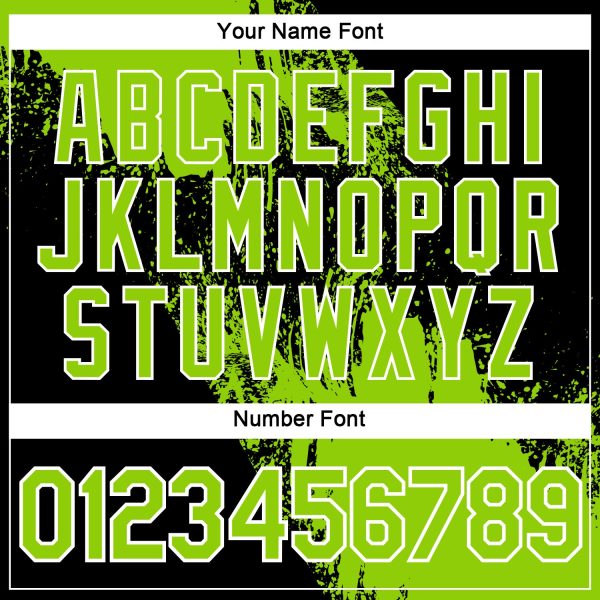 Custom Neon Green Black-White 3D Pattern Design Abstract Brush Stroke Performance T-Shirt - Image 4