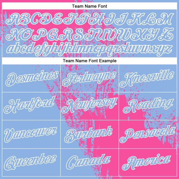 Custom Pink Light Blue-White 3D Pattern Design Abstract Brush Stroke Performance T-Shirt - Image 3