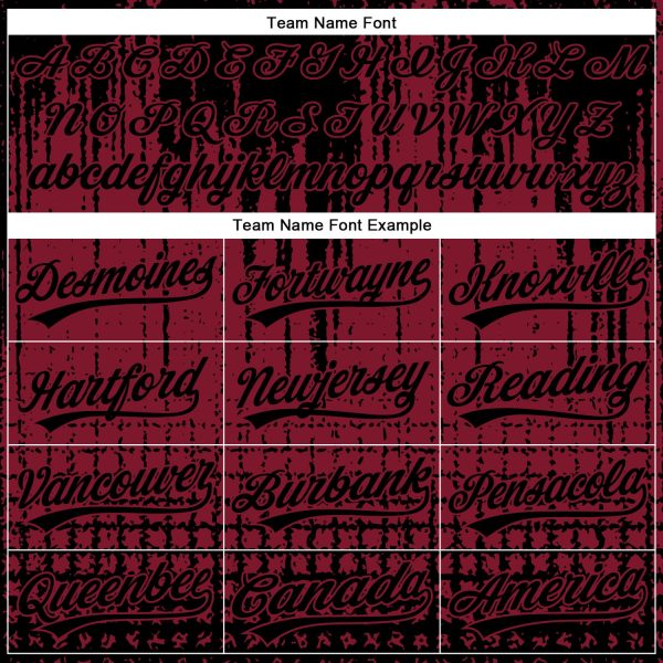 Custom Crimson Black 3D Pattern Design Abstract Shape Authentic Baseball Jersey - Image 4