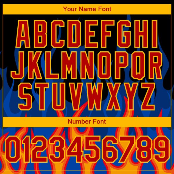 Custom Black Red-Gold 3D Pattern Design Flame Authentic Baseball Jersey - Image 5