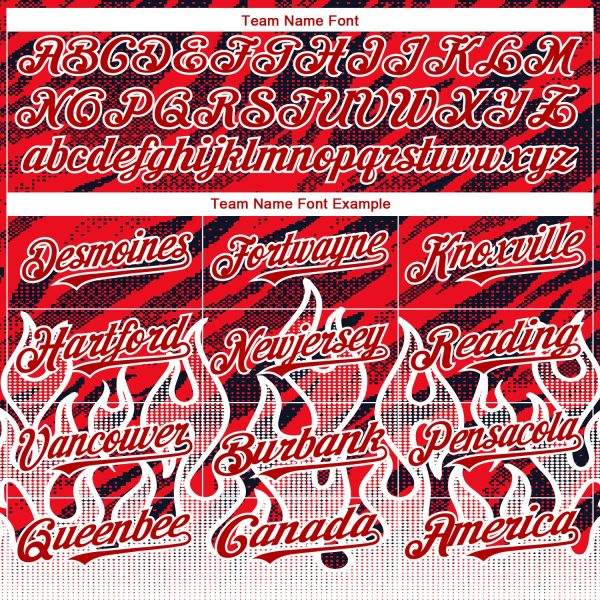 Custom Red Black-White 3D Pattern Design Flame Authentic Baseball Jersey - Image 4