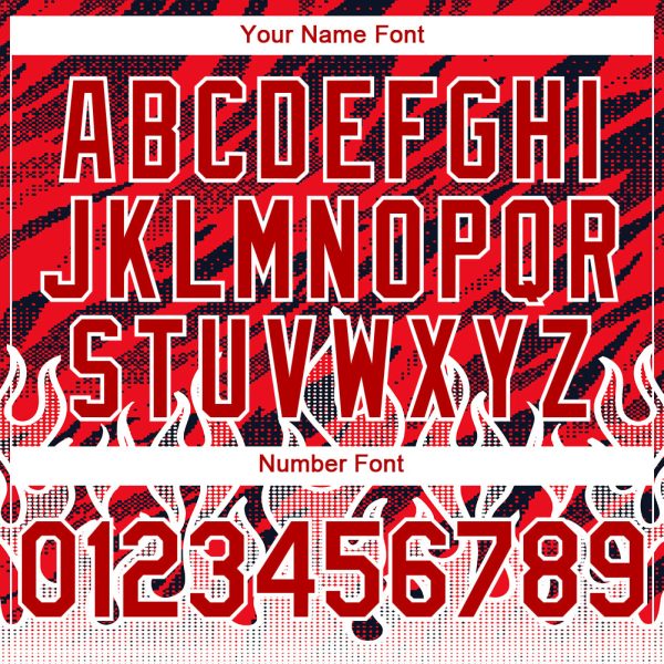 Custom Red Black-White 3D Pattern Design Flame Authentic Baseball Jersey - Image 5