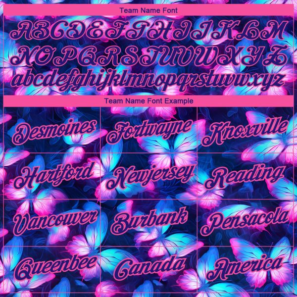 Custom Dark Purple Pink 3D Pattern Design Butterfly Performance T-Shirt - Image 3