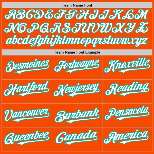 Custom Orange White-Aqua 3 Colors Arm Shapes Authentic Baseball Jersey - Image 5