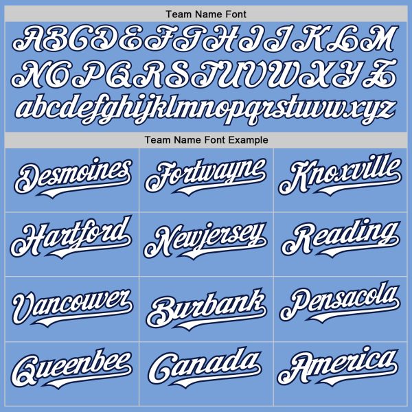 Custom Light Blue White-Navy 3 Colors Arm Shapes Authentic Baseball Jersey - Image 5