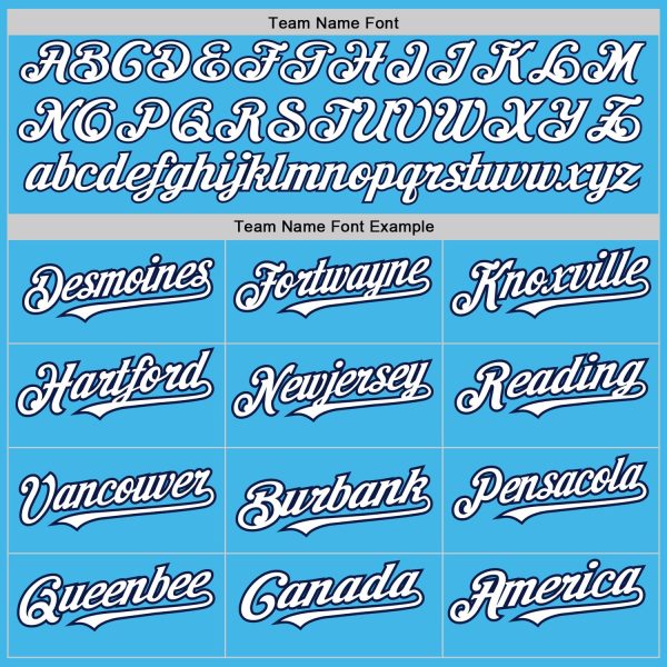 Custom Sky Blue White-Navy 3 Colors Arm Shapes Authentic Baseball Jersey - Image 5