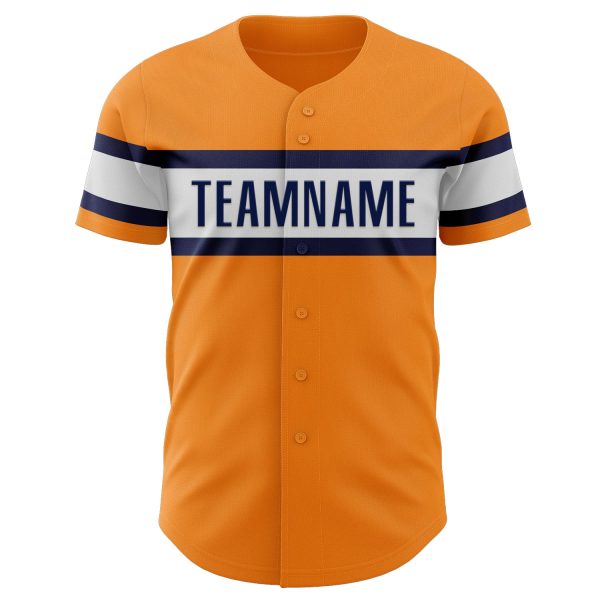 Custom Bay Orange Navy-White Authentic Baseball Jersey - Image 2