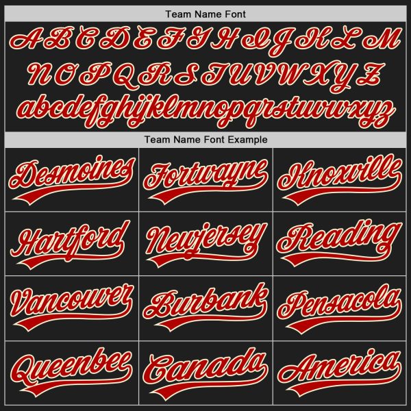 Custom Black Red-Cream Authentic Baseball Jersey - Image 4