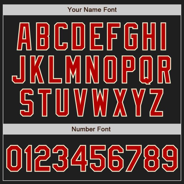 Custom Black Red-Cream Authentic Baseball Jersey - Image 5