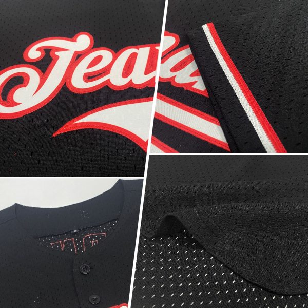 Custom Black Orange Mesh Authentic Throwback Baseball Jersey - Image 2