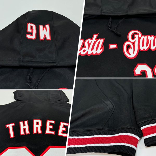Custom Stitched Black Gray Sports Pullover Sweatshirt Hoodie - Image 2