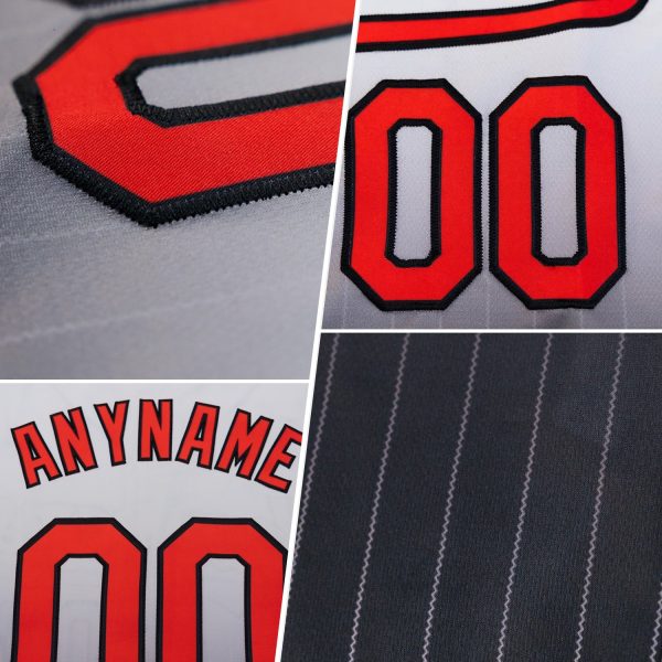 Custom White Pinstripe Old Gold-Red Authentic Fade Fashion Baseball Jersey - Image 2