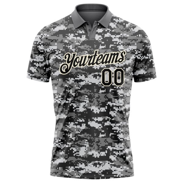 Custom Camo Black-Cream Performance Salute To Service Golf Polo Shirt - Image 2