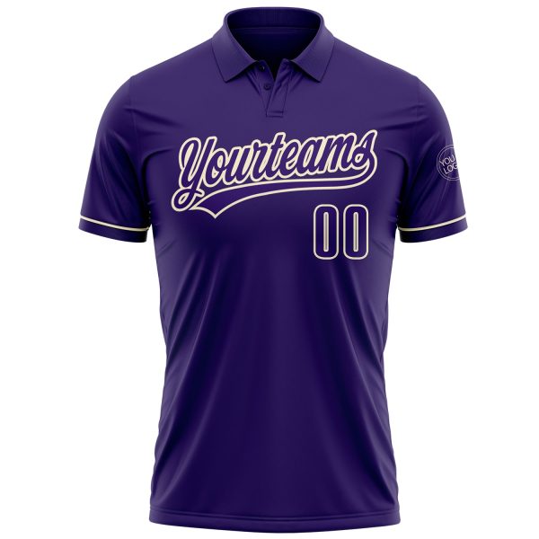 Custom Purple Cream Performance Vapor Golf Polo Shirt - Image 2