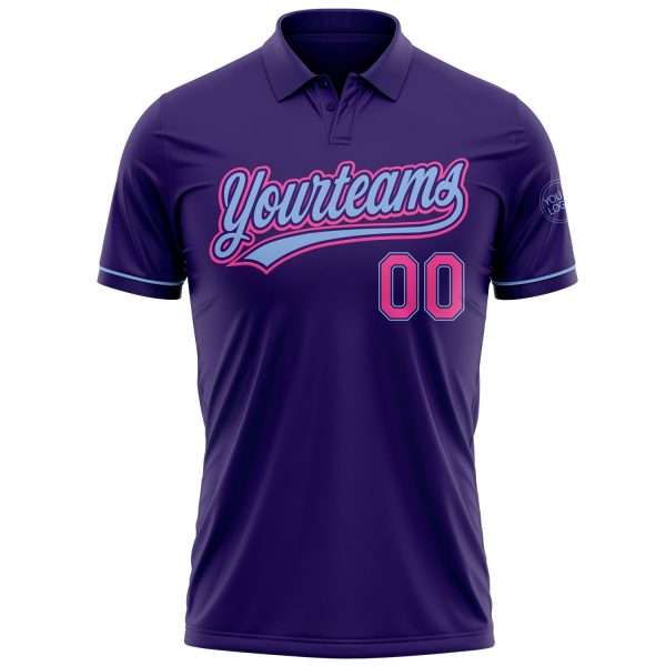 Custom Purple Pink-Light Blue Performance Vapor Golf Polo Shirt - Image 2