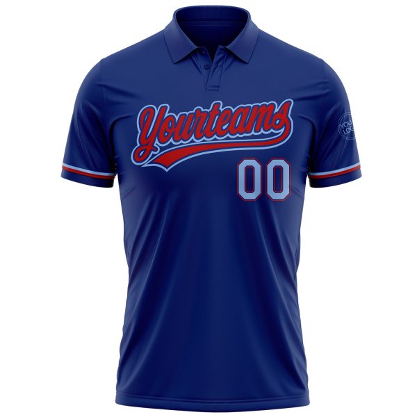 Custom Royal Light Blue-Red Performance Vapor Golf Polo Shirt - Image 2