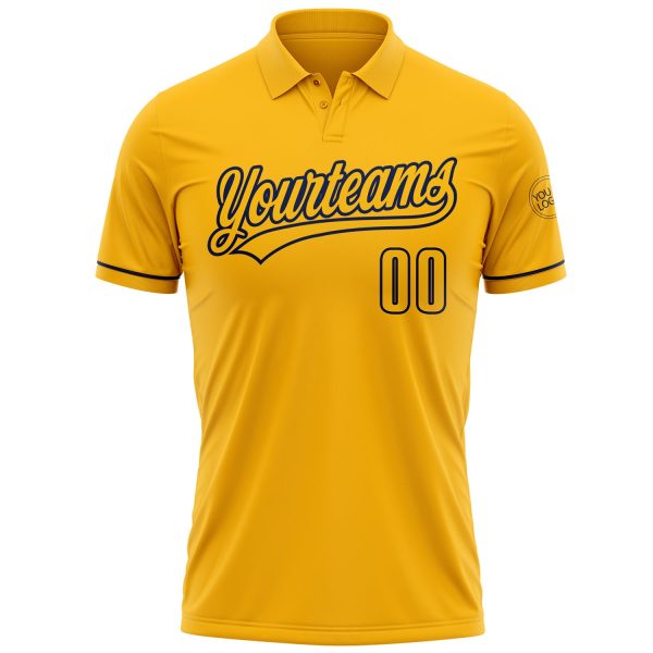 Custom Gold Navy Performance Vapor Golf Polo Shirt - Image 2