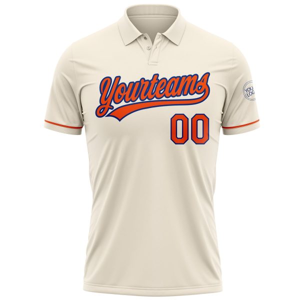Custom Cream Orange-Royal Performance Vapor Golf Polo Shirt - Image 2