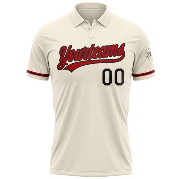 Custom Cream Red-Black Performance Vapor Golf Polo Shirt - Image 2