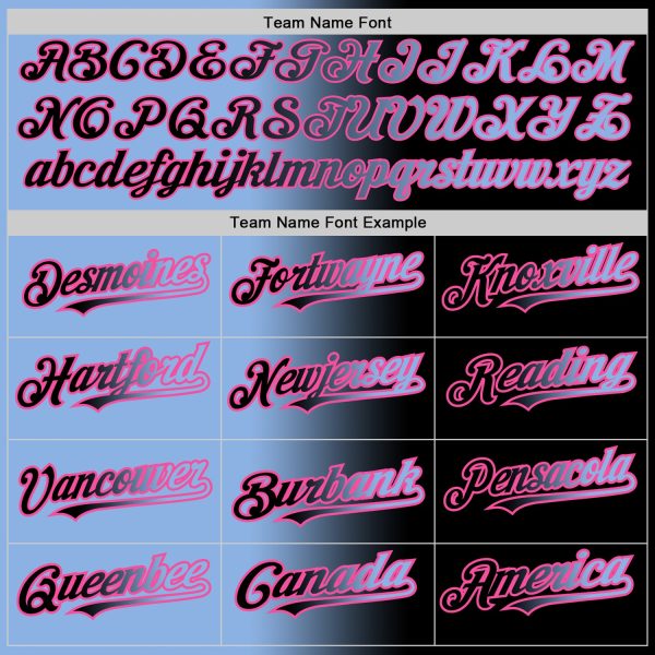 Custom Black Light Blue-Pink Authentic Gradient Fashion Baseball Jersey - Image 4