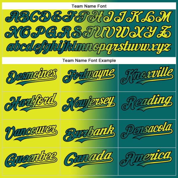 Custom Teal Neon Yellow-Black Authentic Gradient Fashion Baseball Jersey - Image 4