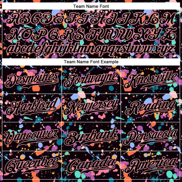 Custom Graffiti Pattern Black-Medium Pink 3D Expressive Splatter Authentic Baseball Jersey - Image 4