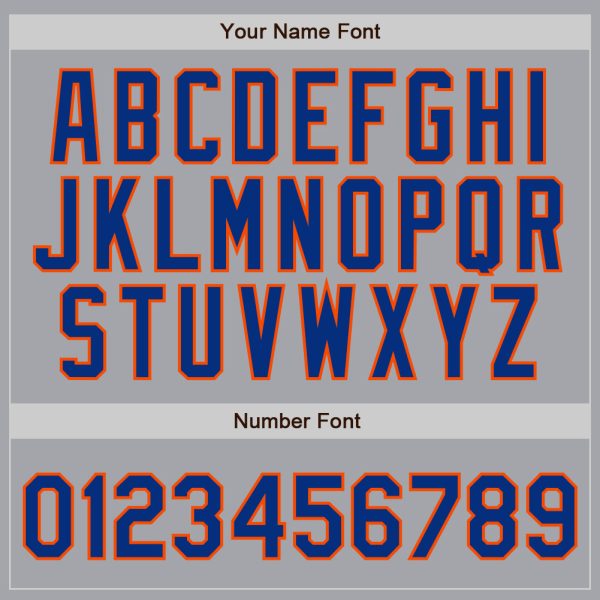 Custom Gray Royal Pinstripe Royal-Orange Authentic Baseball Jersey - Image 4