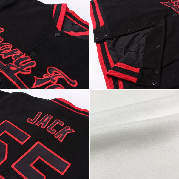 Custom White Navy Pinstripe Orange-Navy Bomber Full-Snap Varsity Letterman Jacket - Image 2