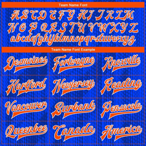 Custom Royal Orange-Navy 3D Pattern Design Bomber Full-Snap Varsity Letterman Jacket - Image 4