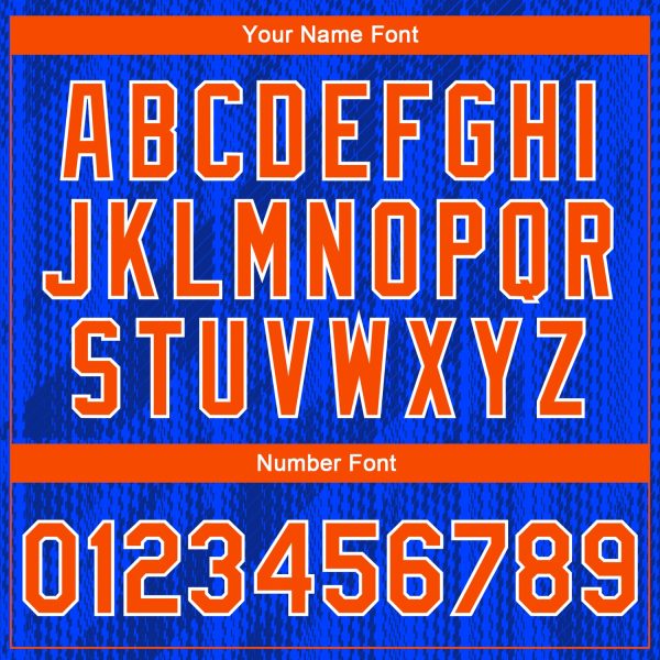 Custom Royal Orange-Navy 3D Pattern Design Bomber Full-Snap Varsity Letterman Jacket - Image 5