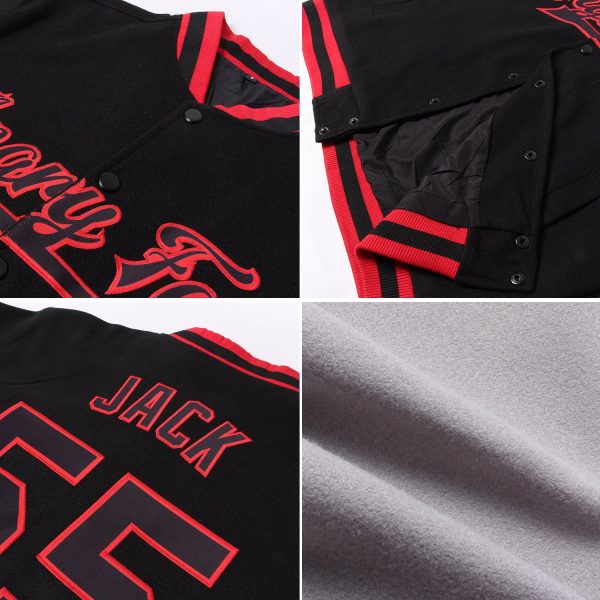 Custom Gray Royal-White Bomber Full-Snap Varsity Letterman Jacket - Image 2
